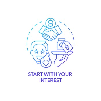 Start with your interest blue gradient concept icon
