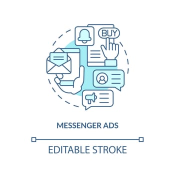 Messenger ads turquoise concept icon