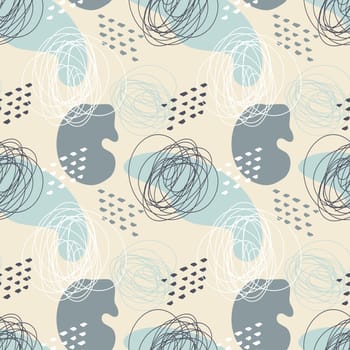 Pattern gray abstract boho style, doodle drawn.