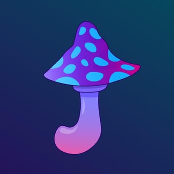 Fantasy magic mushroom, vector poisonous fungus. Fairy tale mushroom or witch poisonous shroom psychedelic amanita grebe EPS