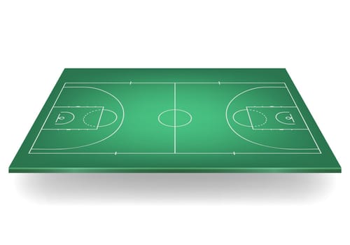 Green basketball court. Vector illustration.