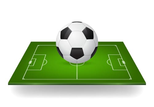 Soccer ball on field, vector icon