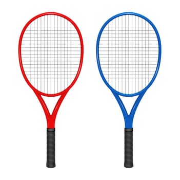 Two tennis rackets - red and blue