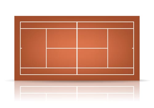 Vector brown tennis court with reflection