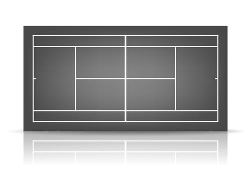Vector black tennis court with reflection