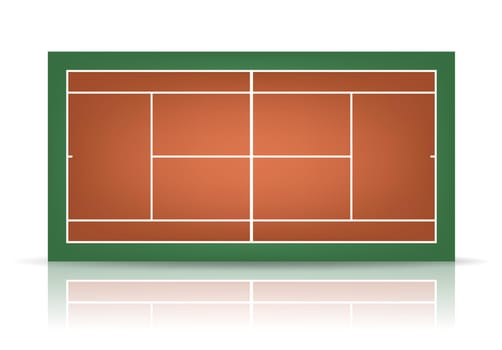 Vector combinated tennis court with reflection