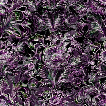 Baroque traditional flower pattern. Trendy color texture, royal fabric decor illustrations