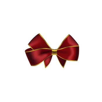 Realistic red bow isolated on white background.