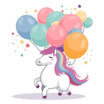 Colorful Happy Birthday Unicorn. Vector Illustration. EPS10