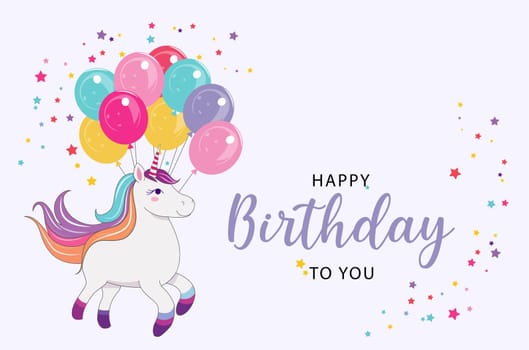 Colorful Happy Birthday Unicorn. Vector Illustration EPS10