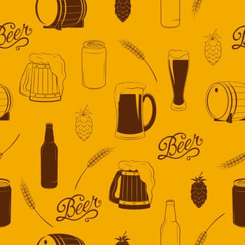 Vector seamless pattern with beer icons.