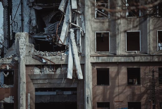 Destroyed administrative building in Ukraine, April 2023 Mykolaiv