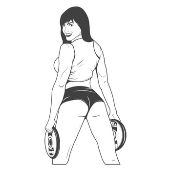 Nice sexy woman with disc weights