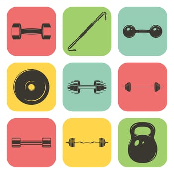 Set of sign weights for fitness or gym icons