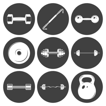 Set of sign weights for fitness or gym icons. Vector EPS8 illustration.