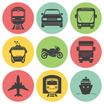 Simple monochromatic transport icons set.