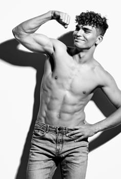 man caucasian arm beautiful adult black and white black model strong attractive stylish muscular fit sport athlete young