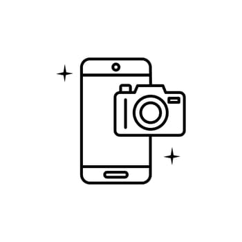 Camera, smartphone, photograph icon. Element of social addict icon. Thin line icon for website design and development, app development. Premium icon