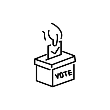 Hand voting ballot box icon, Election Vote concept, Vector illustration on white background. color editable