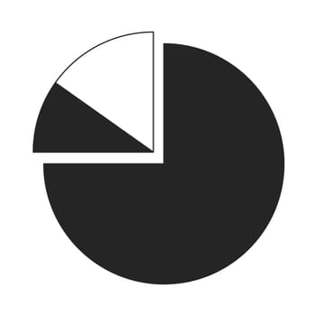 Pie diagram splitted into slices flat line black white vector icon