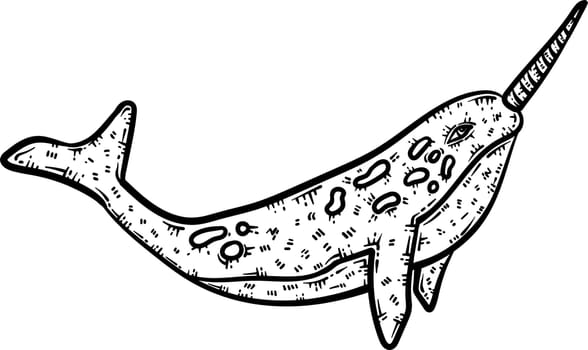 Narwhal Animal Coloring Page for Adults