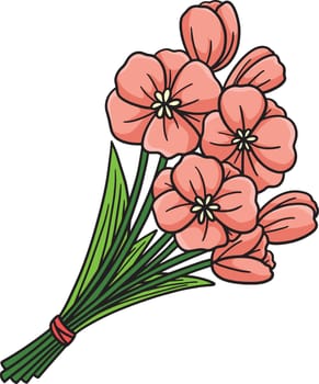 Bouquet Flowers Cartoon Colored Clipart