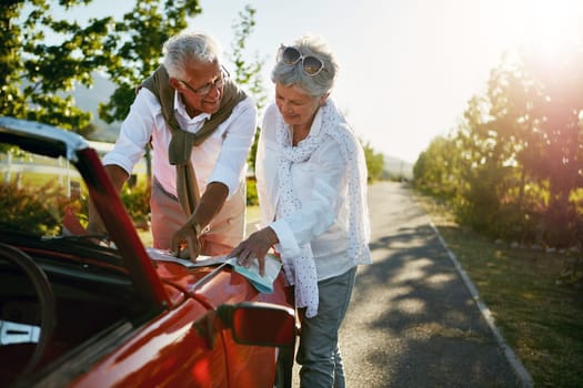 There should be fun and excitement in your retirement years. a senior couple going on a road trip.