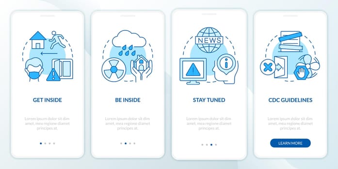 Survive during nuclear explosion blue onboarding mobile app screen