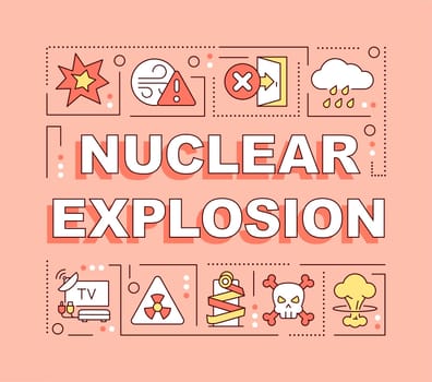 Nuclear explosion word concepts pink banner