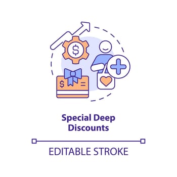 Special deep discounts concept icon