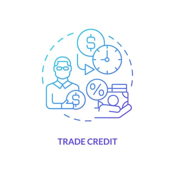 Trade credit blue gradient concept icon