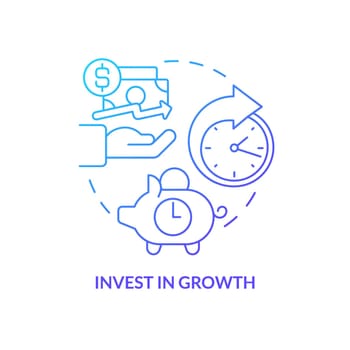 Invest in growth blue gradient concept icon