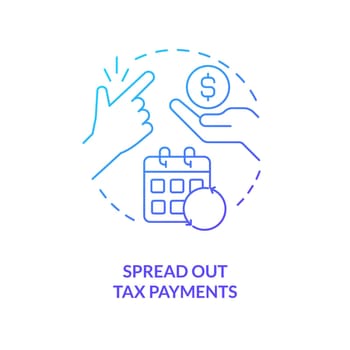 Spread out tax payments blue gradient concept icon