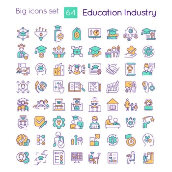 Education industry RGB color icons set