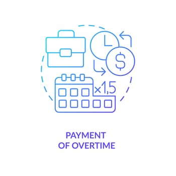 Payment of overtime blue gradient concept icon