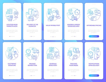 Shipping service blue gradient onboarding mobile app screen