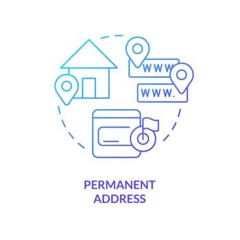 Permanent address blue gradient concept icon