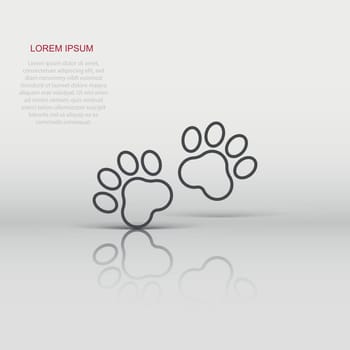Vector paw print icon in flat style. Dog or cat pawprint sign illustration pictogram. Animal business concept.