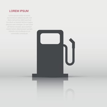 Vector fuel gas station icon in flat style. Car petrol pump sign illustration pictogram. Fuel business concept.