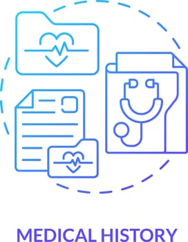 Medical history blue gradient concept icon