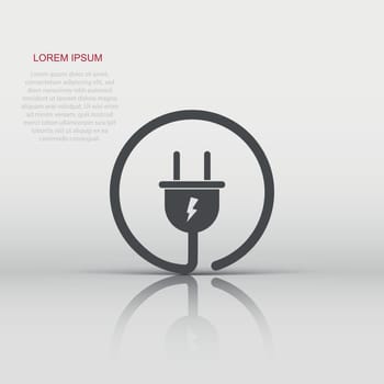 Vector electric plug icon in flat style. Power wire cable sign illustration pictogram. Wire business concept.