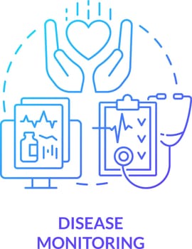 Disease monitoring blue gradient concept icon