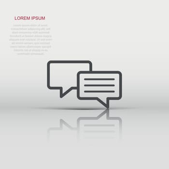 Vector speech bubble icon in flat style. Discussion dialog sign illustration pictogram. Comment cloud business concept.