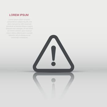 Vector danger icon in flat style. Attention caution sign illustration pictogram. Danger business concept.