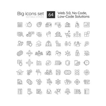 Low-code solutions linear icons set