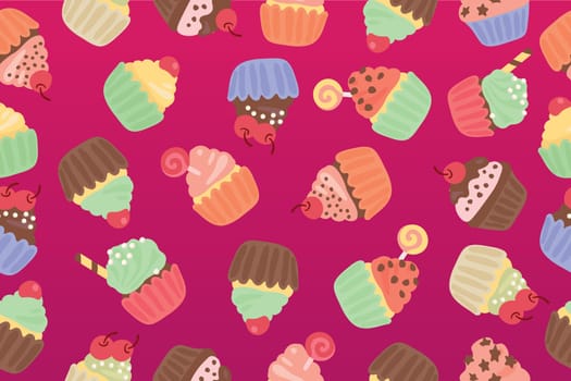 Background of delicious cupcakes. Dessert vector illustration design