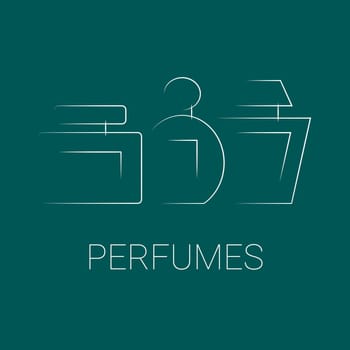 Perfume bottles. Contour drawing. Cosmetic beauty products in minimalist style
