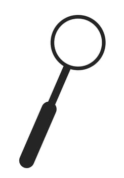 Magnifying glass with handle flat line black white vector object