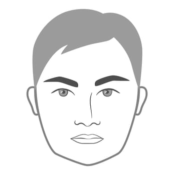 Beardless Beard style men in clean shaven face illustration Facial hair mustache. Vector grey black portrait male Fashion template flat set. Stylish hairstyle isolated outline on white background.