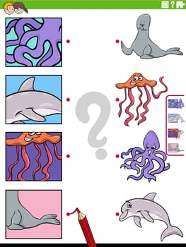 match cartoon marine animals and clippings educational game